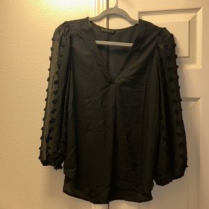 V neck 3/4 sleeve business casual blouse